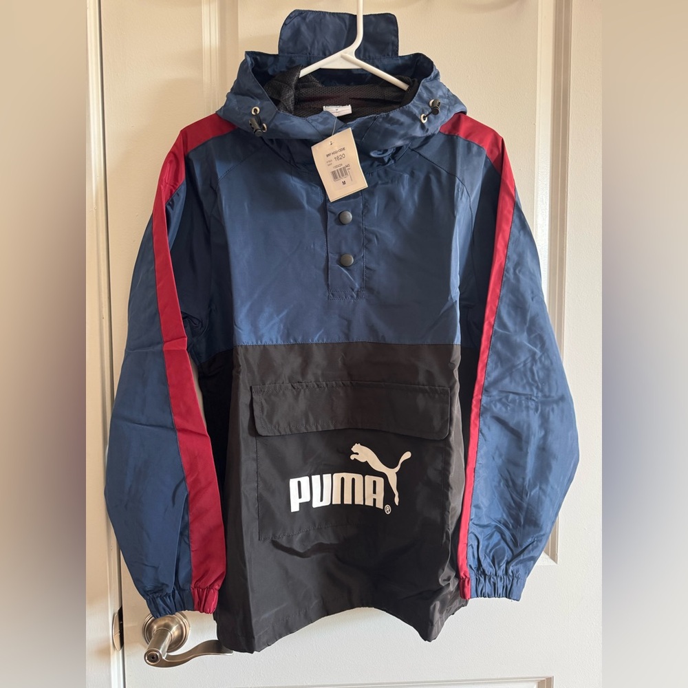 Men’s Medium Puma Navy and Black Pullover Windbreaker